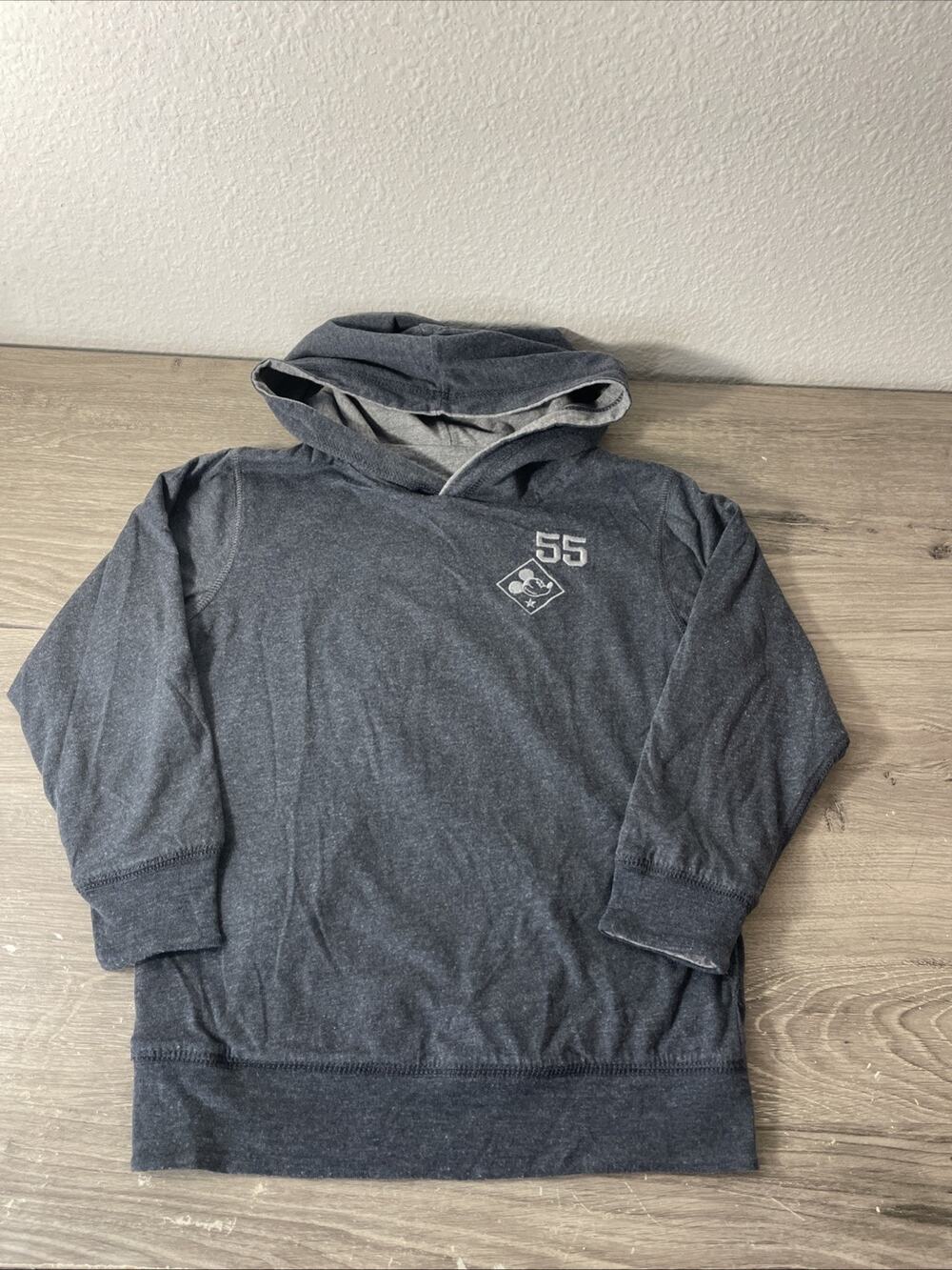 Disney Parks Boys Mickey Mouse Gray Hooded Pullover Sweatshirt Size Small S